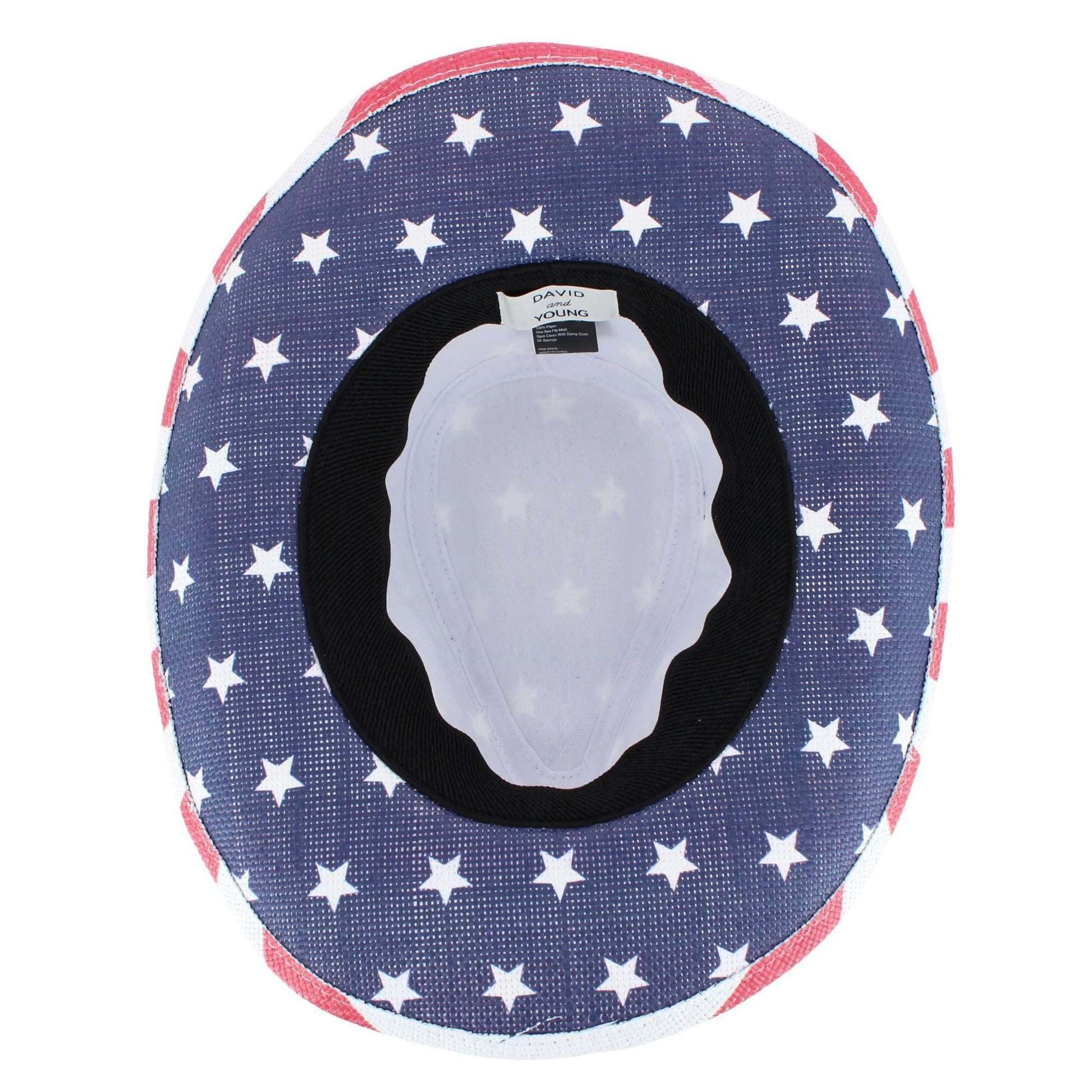 CTM® Unisex Americana Stars and Stripes Cowboy Straw Hat - Navy