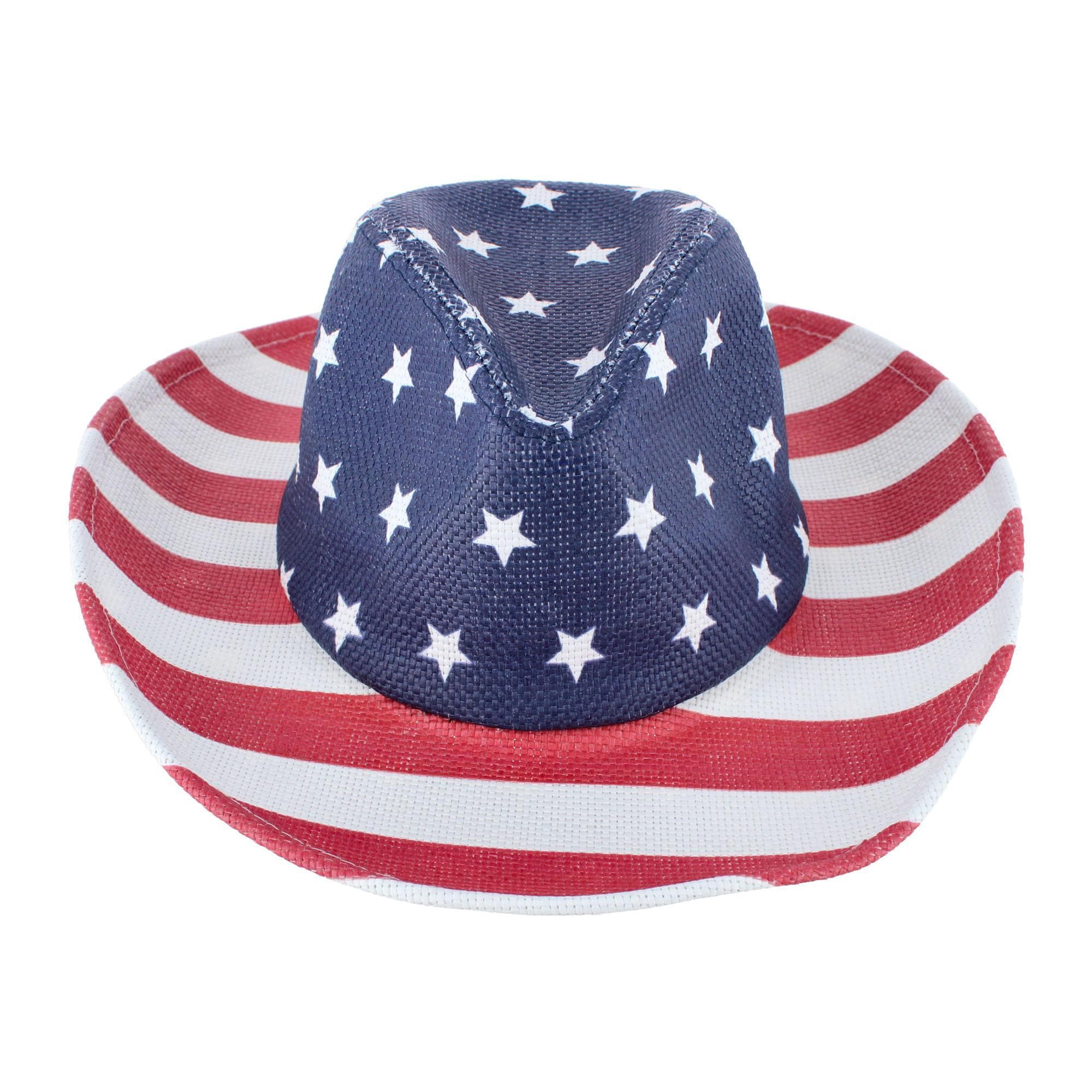 CTM® Unisex Americana Stars and Stripes Cowboy Straw Hat - Unisex Americana Stars and Stripes Cowboy Straw Hat