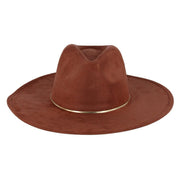 Women's Faux Suede Fedora Hat with Gold Hatband