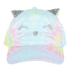 Girl's Tie-Dye Adjustable Ponytail Baseball Cap with Cat Face