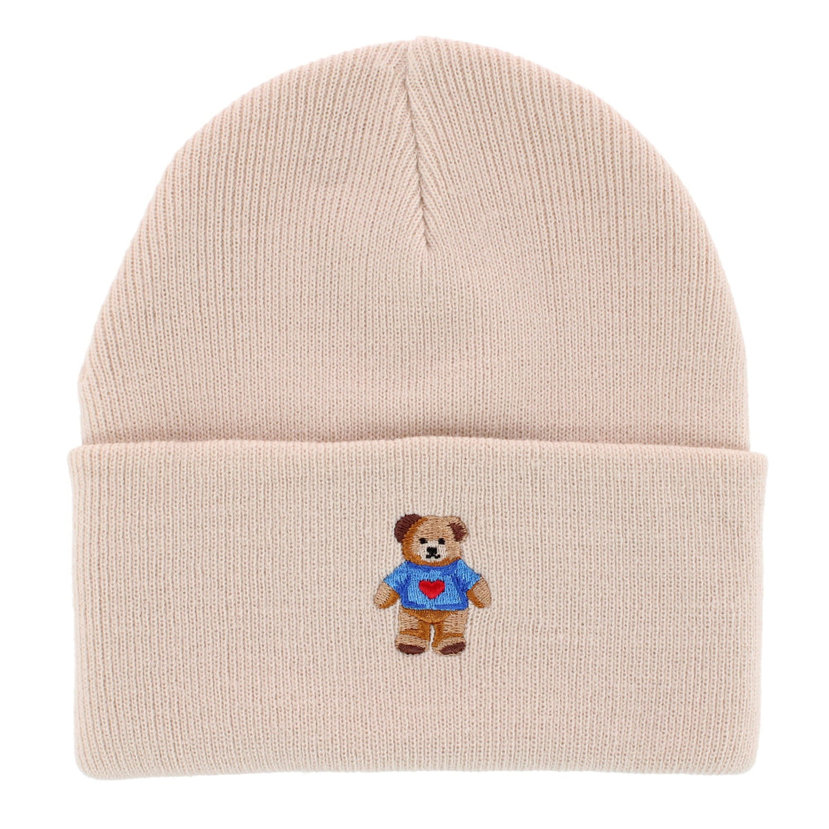 David & Young Women's Teddy Bear Embroidery Knit Winter Beanie Hat