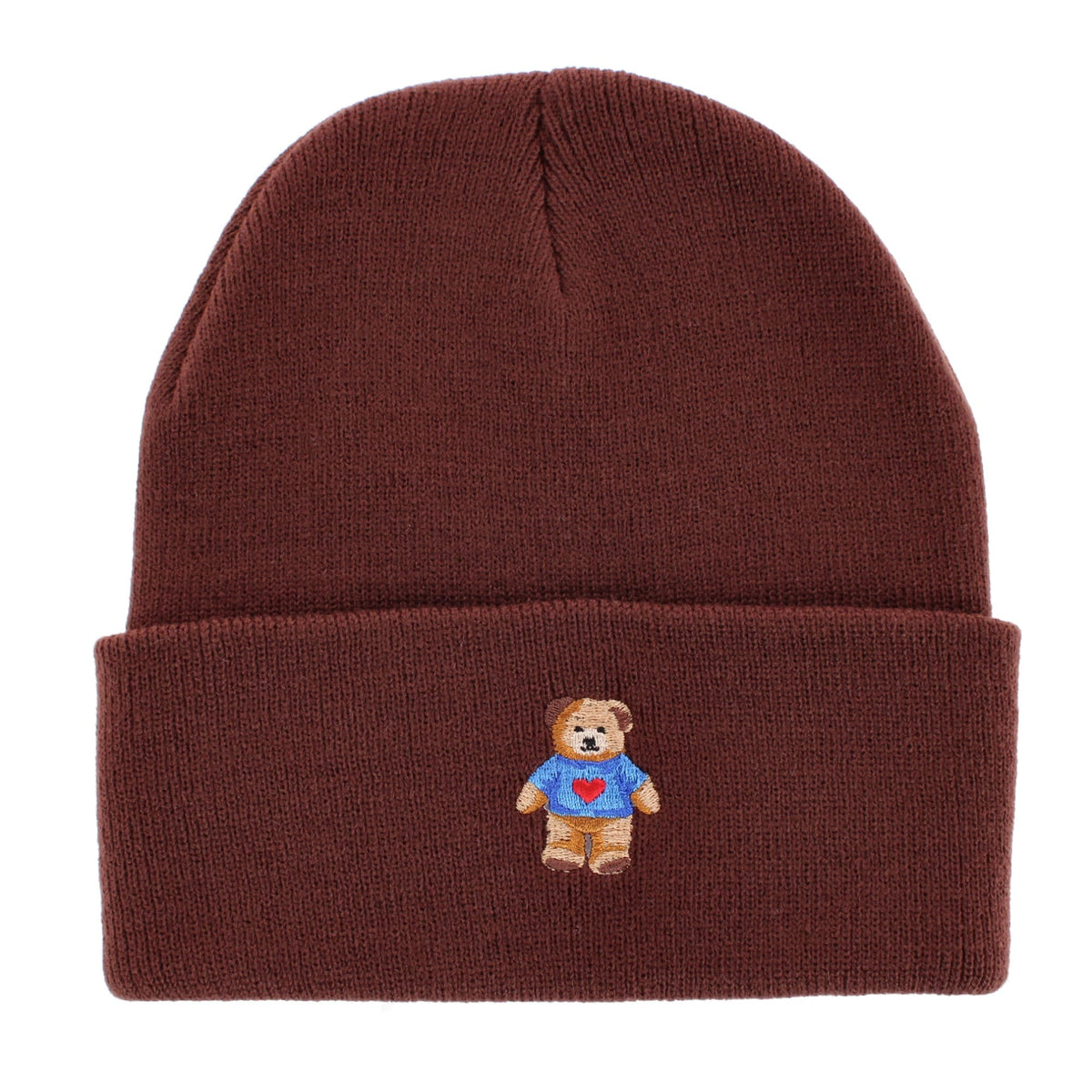 David & Young Women's Teddy Bear Embroidery Knit Winter Beanie Hat