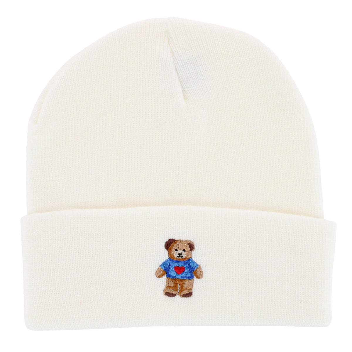 David & Young Women's Teddy Bear Embroidery Knit Winter Beanie Hat
