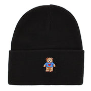 Women's Teddy Bear Embroidery Knit Winter Beanie Hat