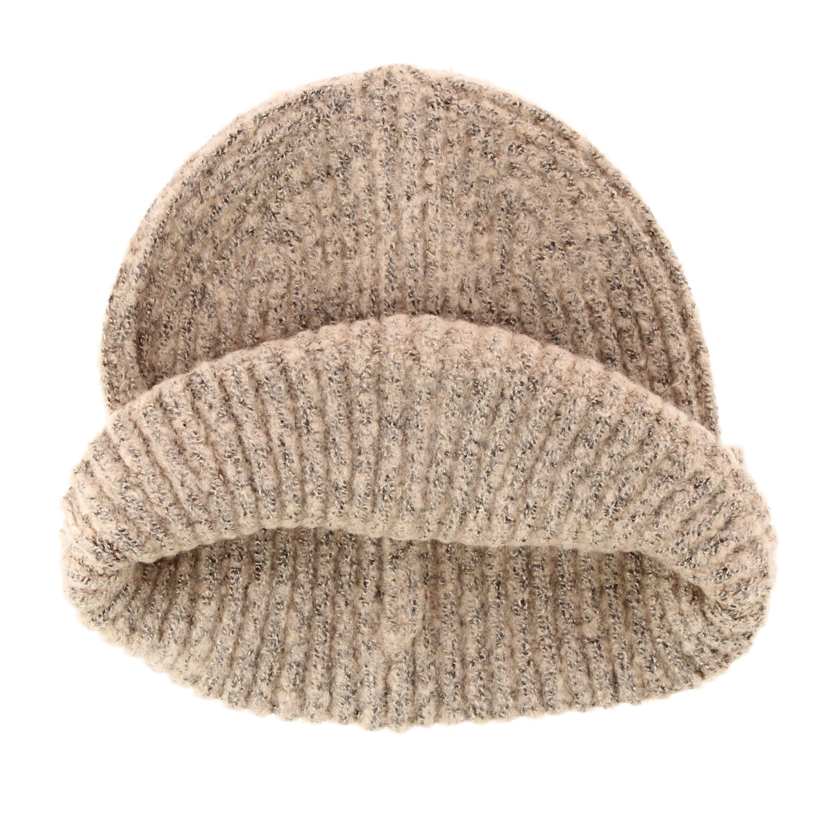 David & Young Women's Teddy Bear Embroidery Ribbed Knit Winter Beanie Hat - Beige