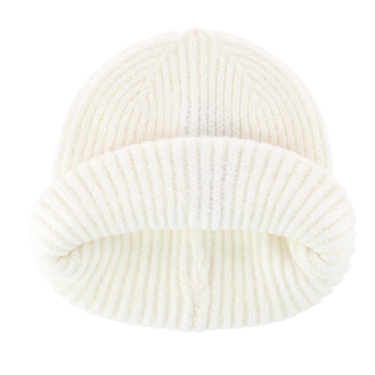 David & Young Women's Teddy Bear Embroidery Ribbed Knit Winter Beanie Hat - Off White