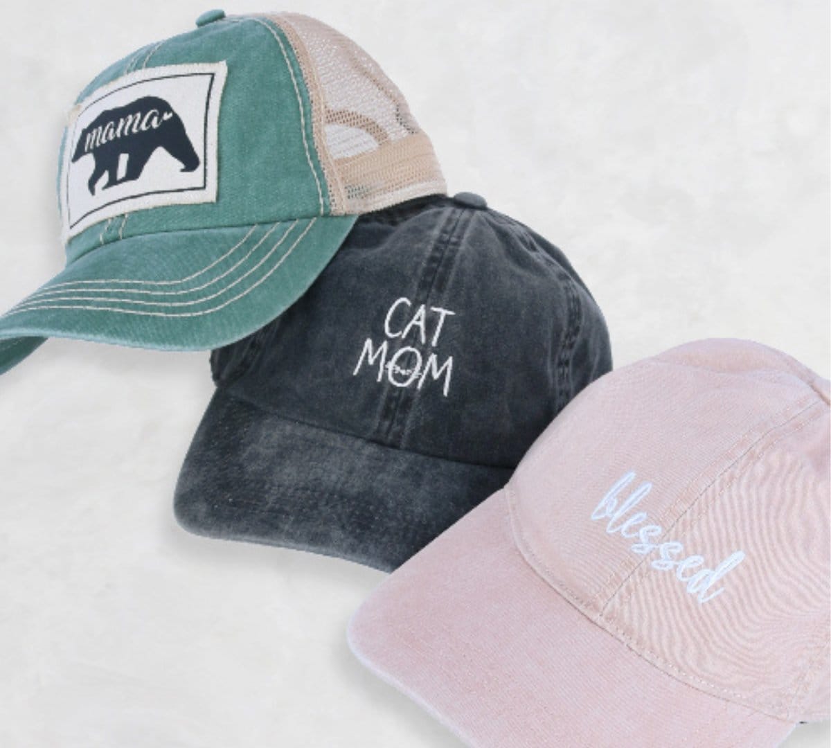 David & Young Women's Blessed Embroidered Denim Baseball Cap Hat - Dusty Pink