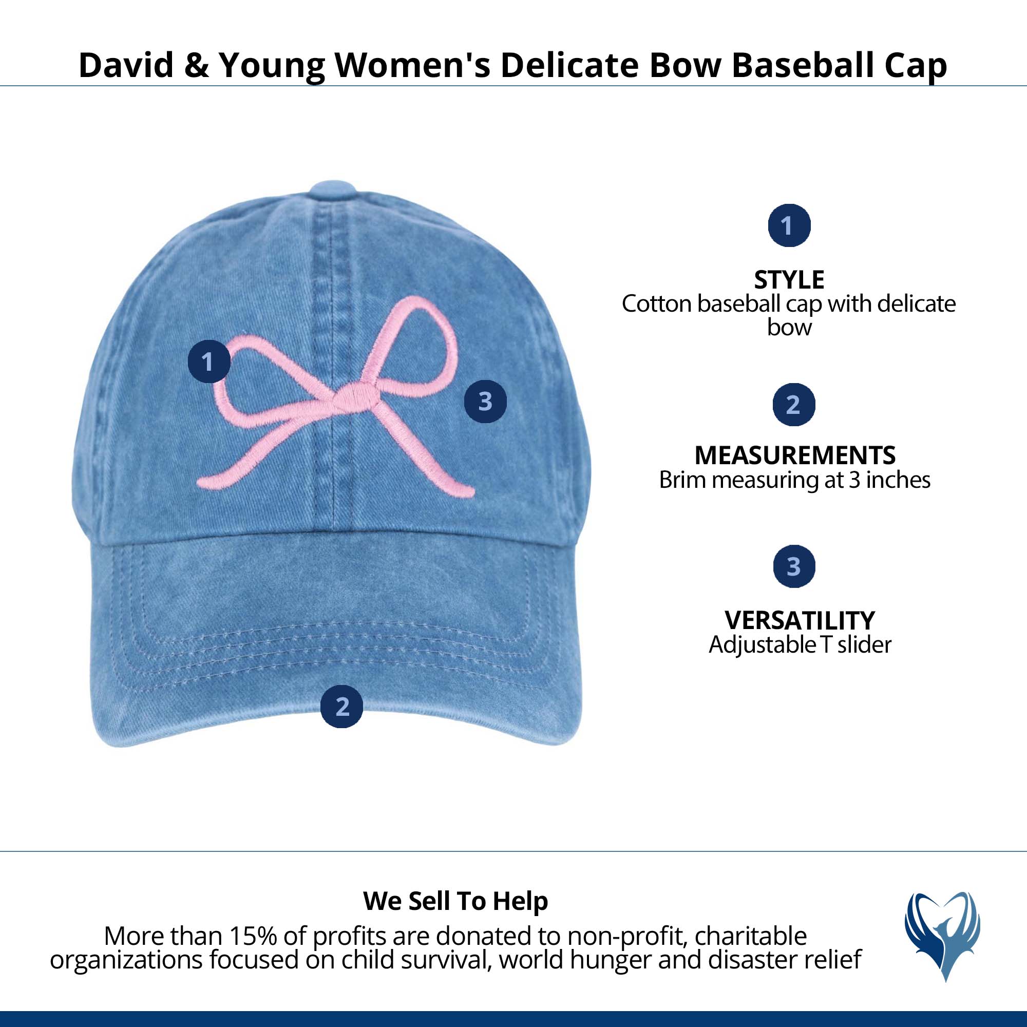 David & Young Women's Delicate Bow Baseball Cap - Denim