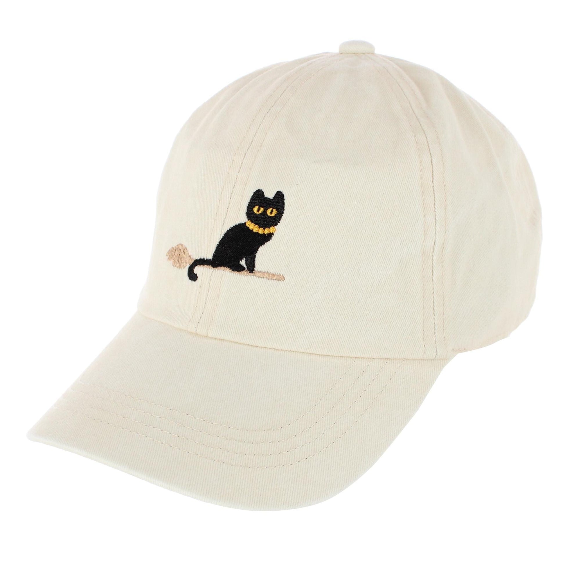 CTM® Women's Halloween Witchy Cat Embroidered Baseball Cap - Beige