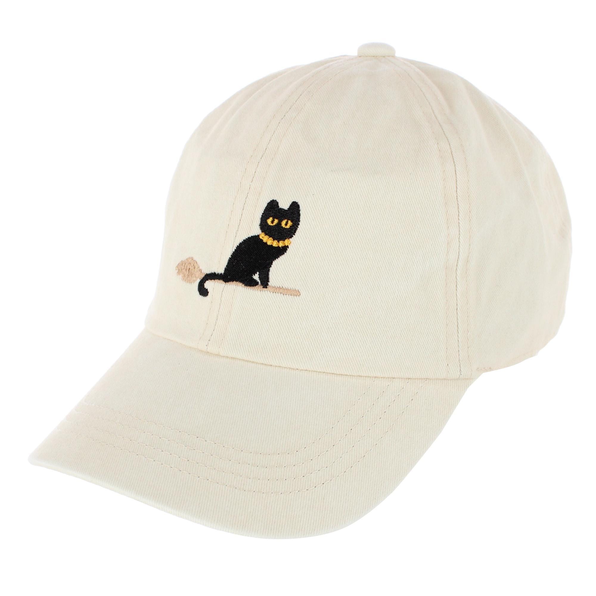 CTM® Women's Halloween Witchy Cat Embroidered Baseball Cap - Beige