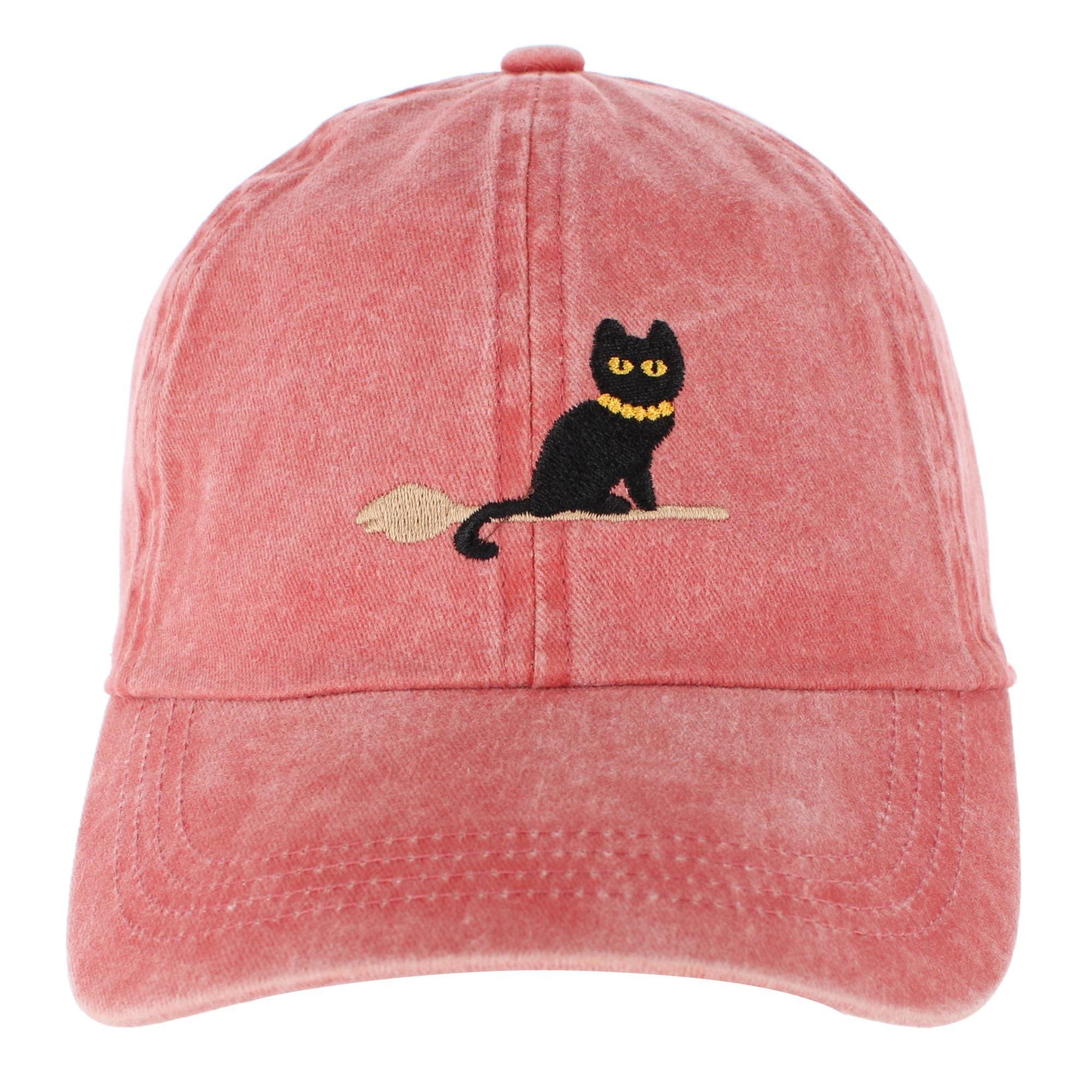 CTM® Women's Halloween Witchy Cat Embroidered Baseball Cap