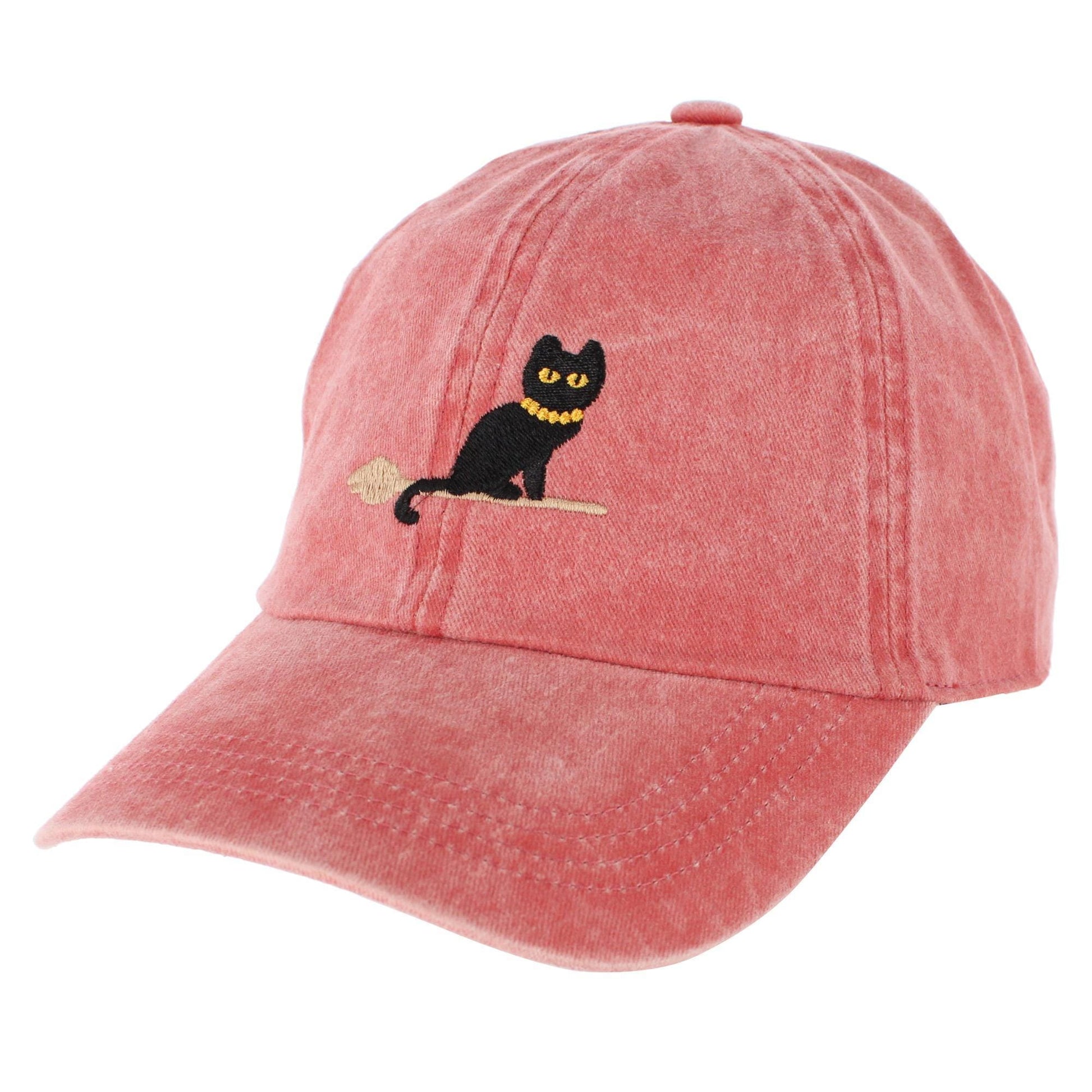 CTM® Women's Halloween Witchy Cat Embroidered Baseball Cap - Rust