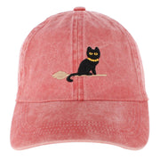 Women's Halloween Witchy Cat Embroidered Baseball Cap
