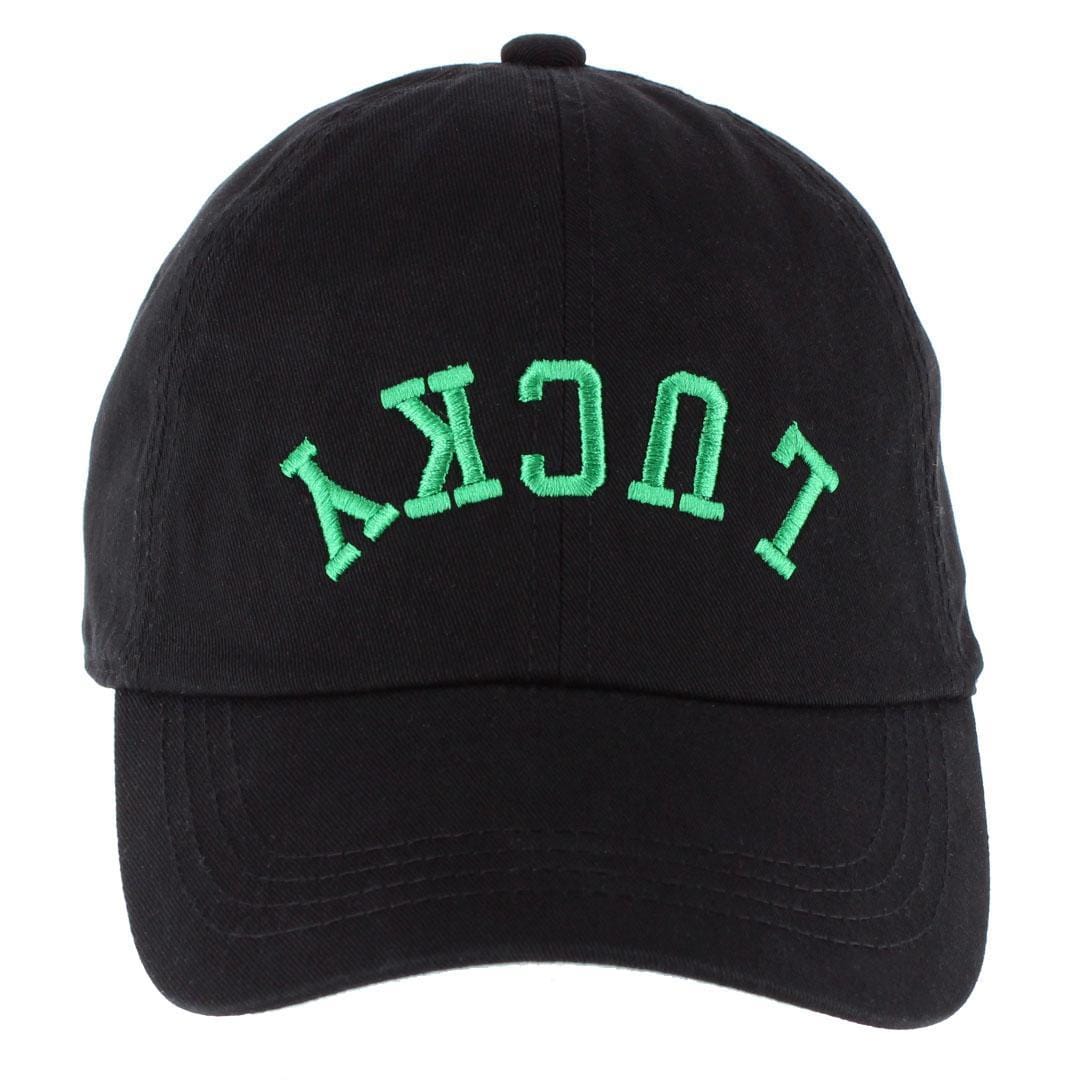 CTM® Unisex Lucky Upside Down Embroidered Baseball Cap - Black