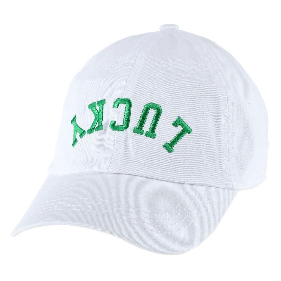 CTM® Unisex Lucky Upside Down Embroidered Baseball Cap - White