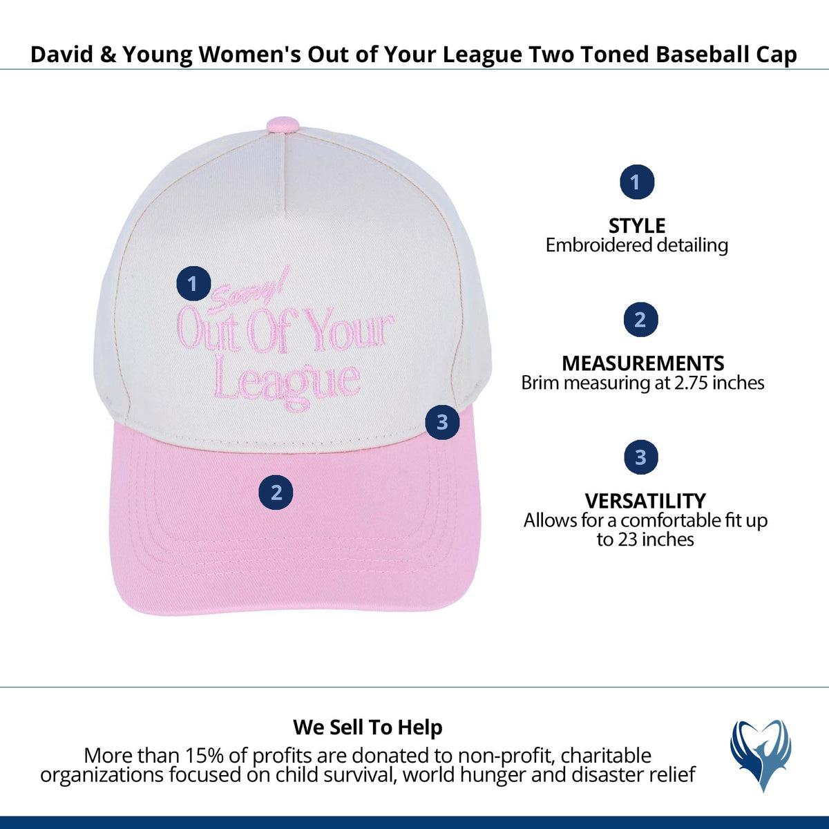 David & Young Women's Out of Your League Two Toned Baseball Cap - Light Pink