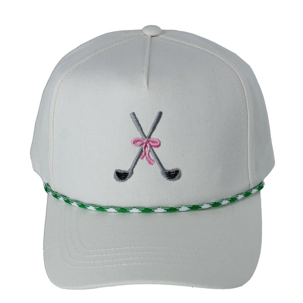 Women's Golf Club Bow Cap with Rope Hatband
