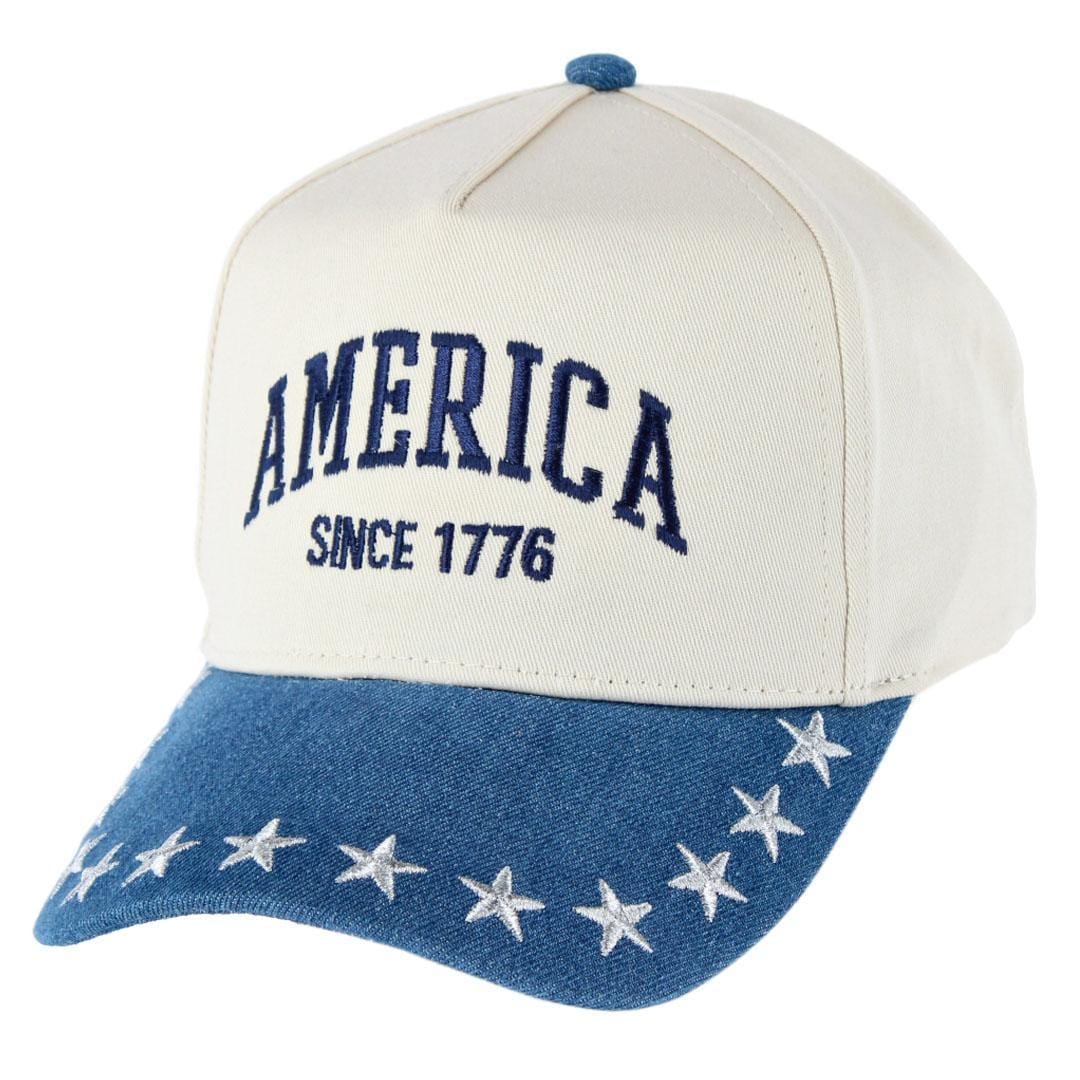 CTM® Women's America Anniversary Denim Two-Tone Baseball Cap - Dark Denim