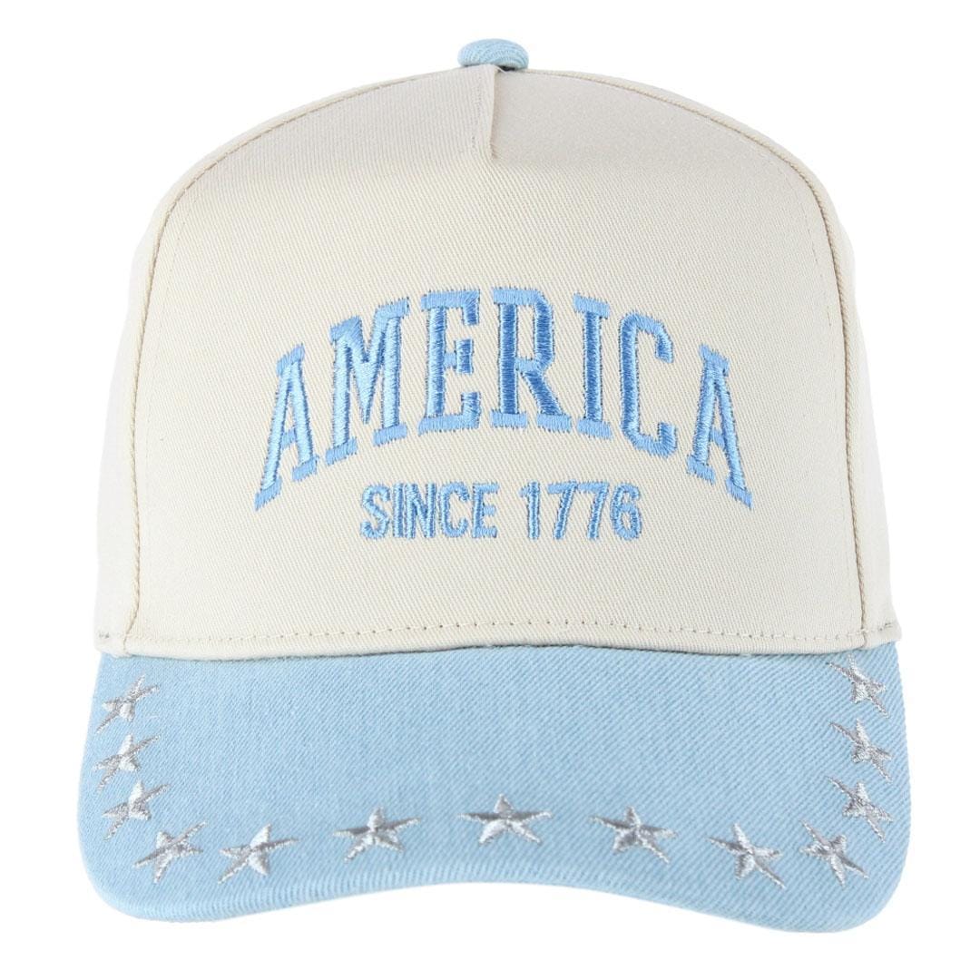CTM® Women's America Anniversary Denim Two-Tone Baseball Cap - Light Blue