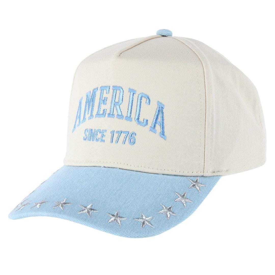 CTM® Women's America Anniversary Denim Two-Tone Baseball Cap - Light Blue