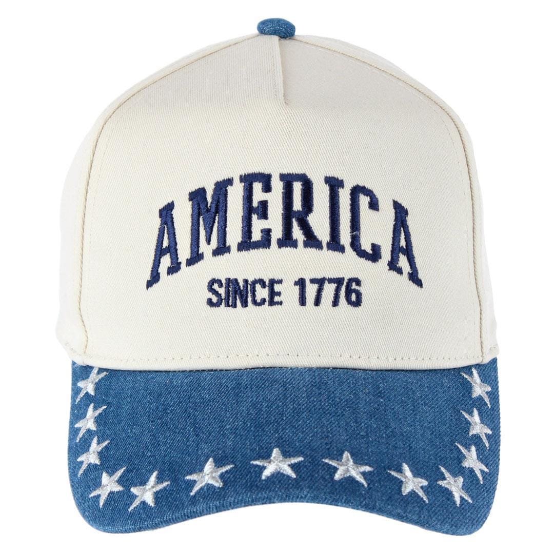 CTM® Women's America Anniversary Denim Two-Tone Baseball Cap - Women's America Anniversary Denim Two-Tone Baseball Cap