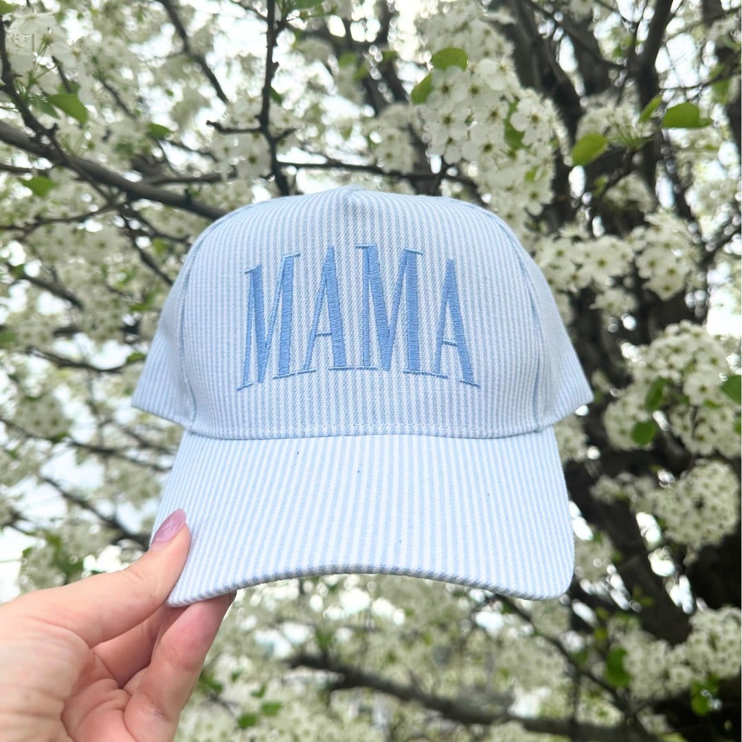 CTM® Women's Mama Striped Baseball Cap - Blue