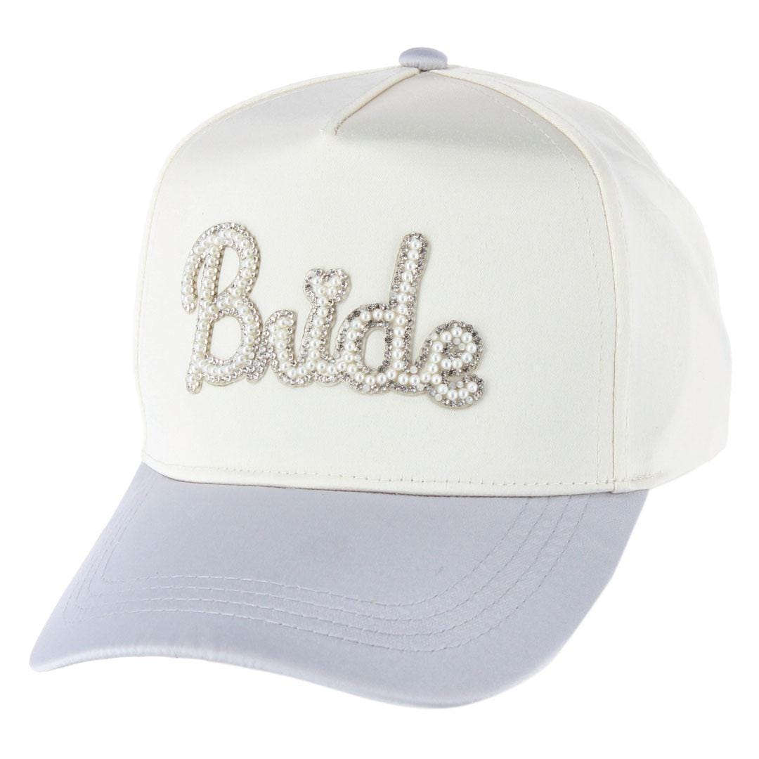 CTM® Bride To Be Satin Pearl Beaded Hat for Women - Silver