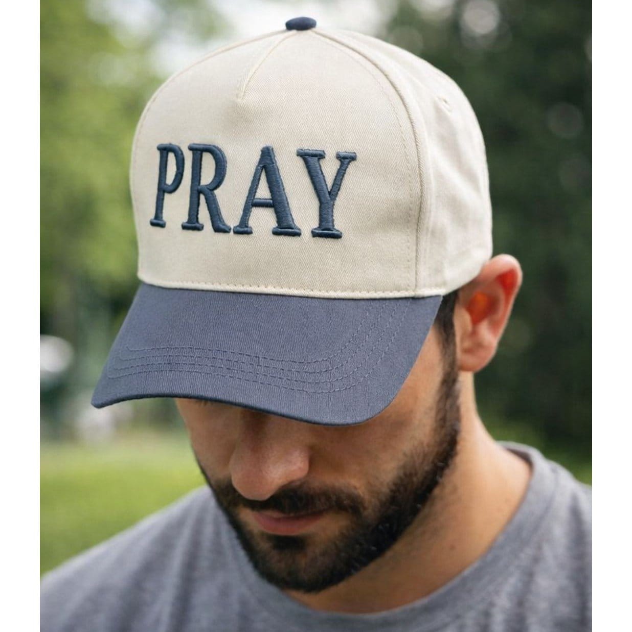 CTM® Unisex Pray Embroirdered Trucker Hat - Blue