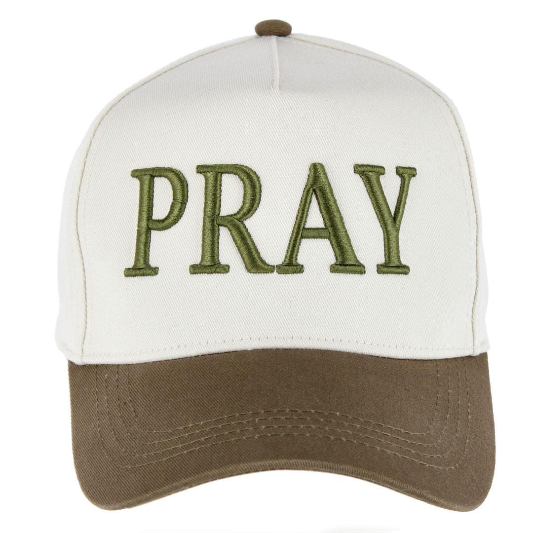 CTM® Unisex Pray Embroirdered Trucker Hat - Olive