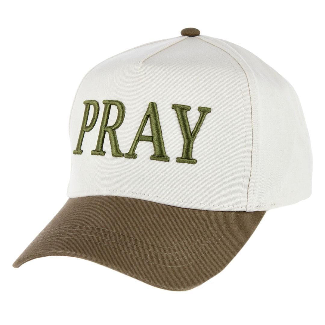 CTM® Unisex Pray Embroirdered Trucker Hat - Olive