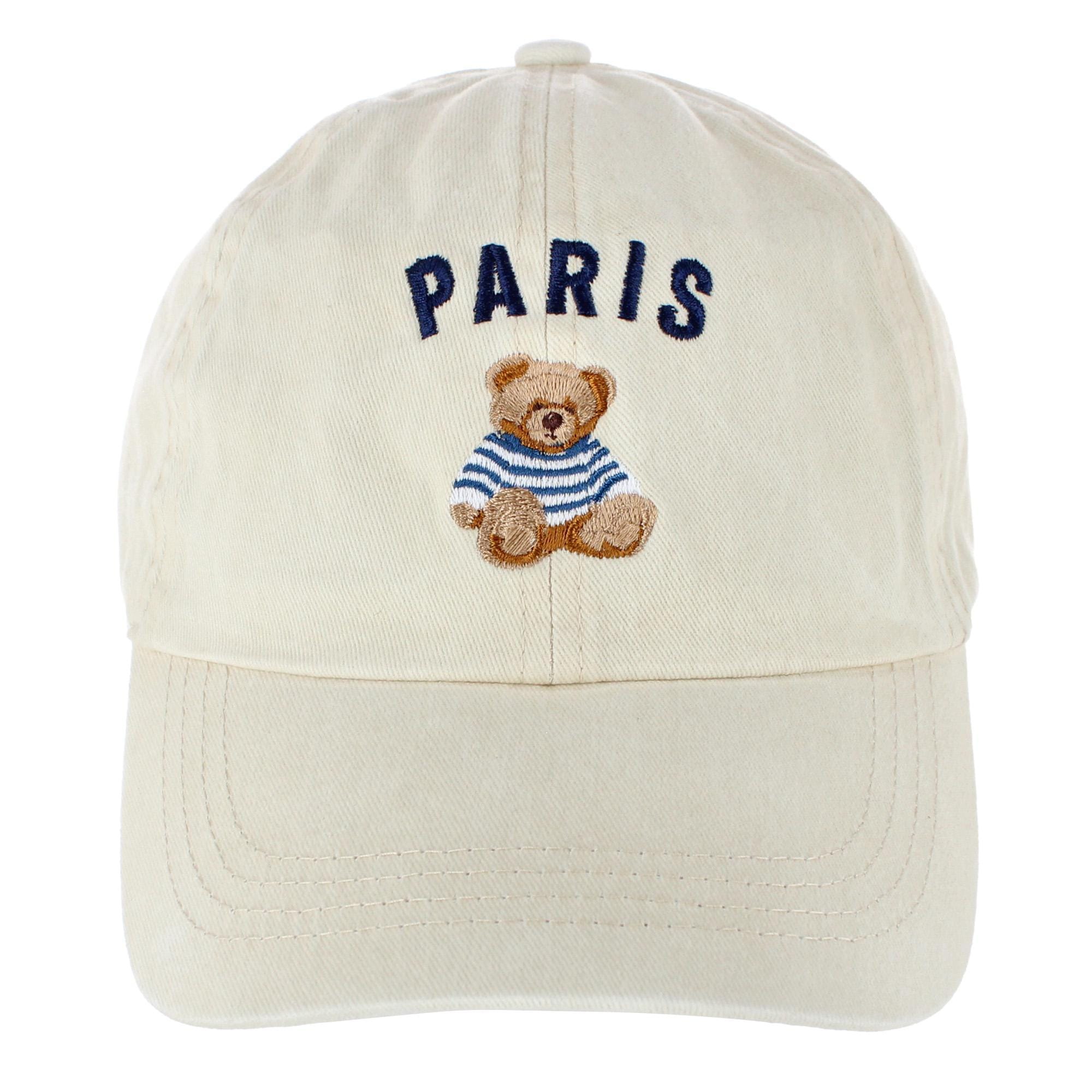 CTM® Women's Embroidered City Teddy Bear Baseball Cap - Paris Beige