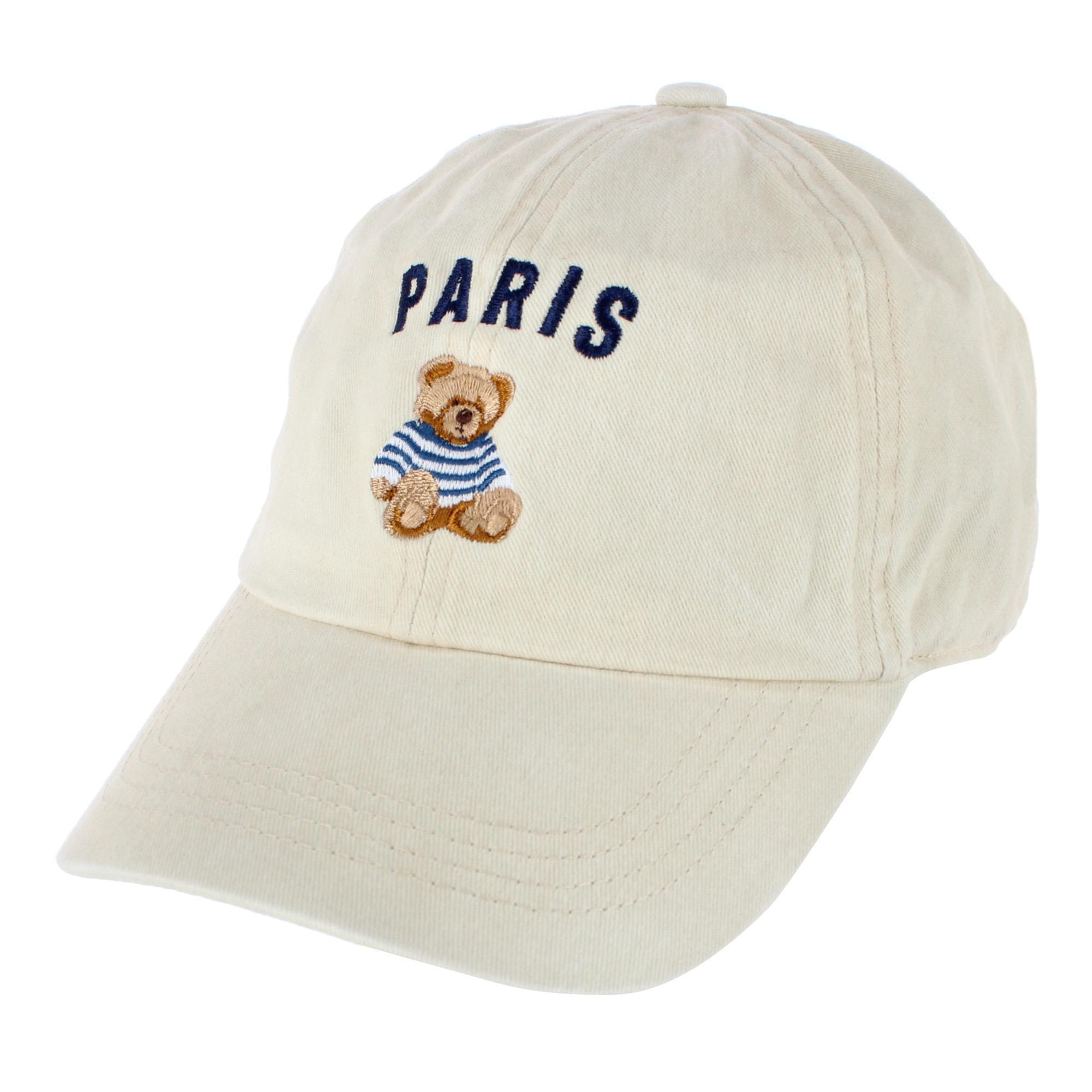CTM® Women's Embroidered City Teddy Bear Baseball Cap - Paris Beige