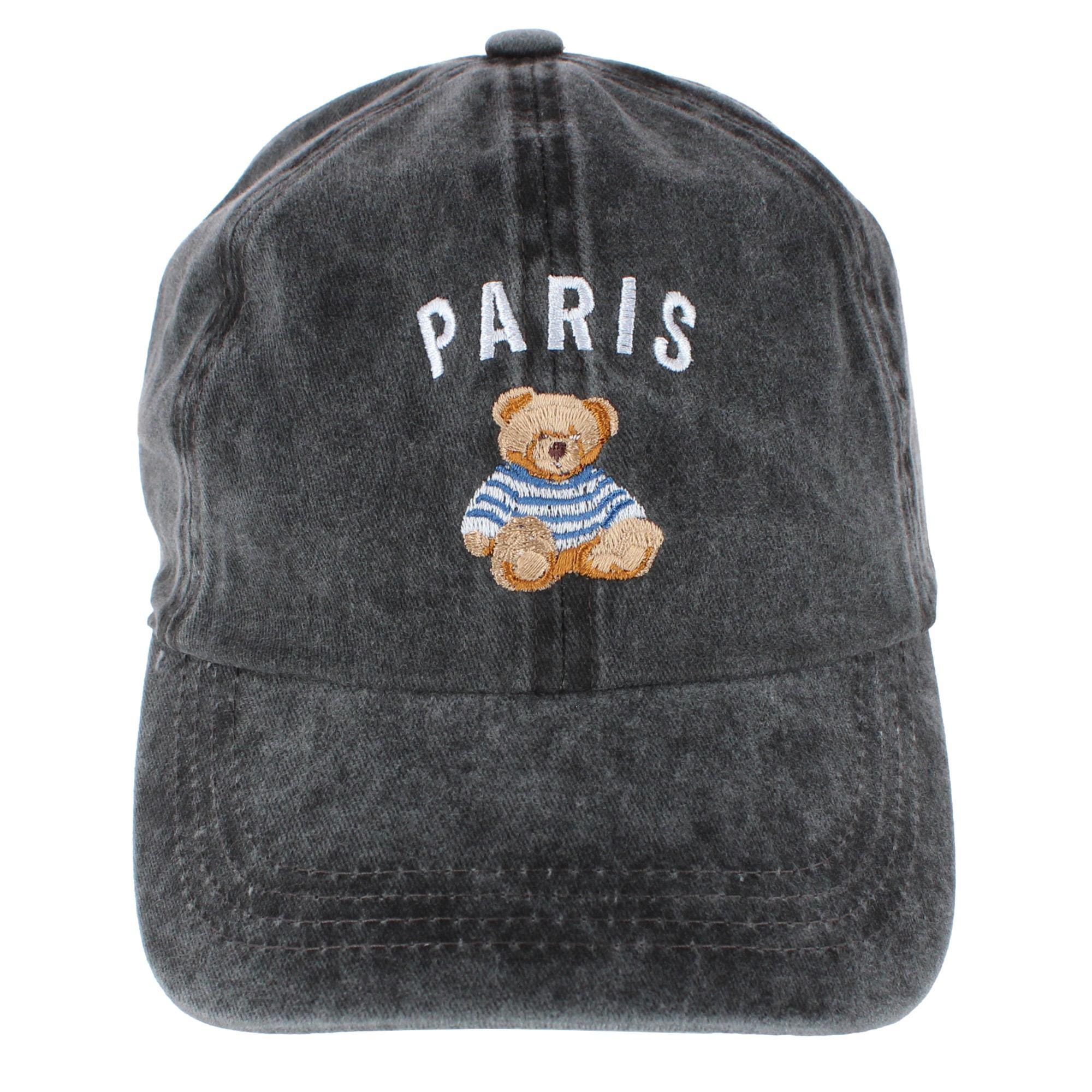 CTM® Women's Embroidered City Teddy Bear Baseball Cap - Paris Black