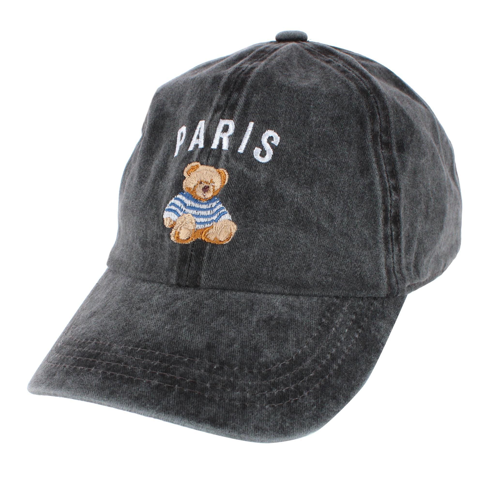 CTM® Women's Embroidered City Teddy Bear Baseball Cap - Paris Black