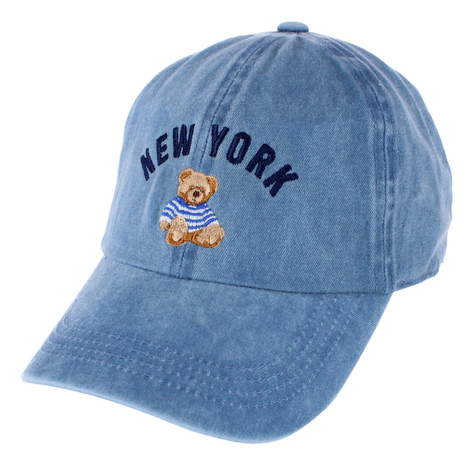 CTM® Women's Embroidered City Teddy Bear Baseball Cap - New York Denim