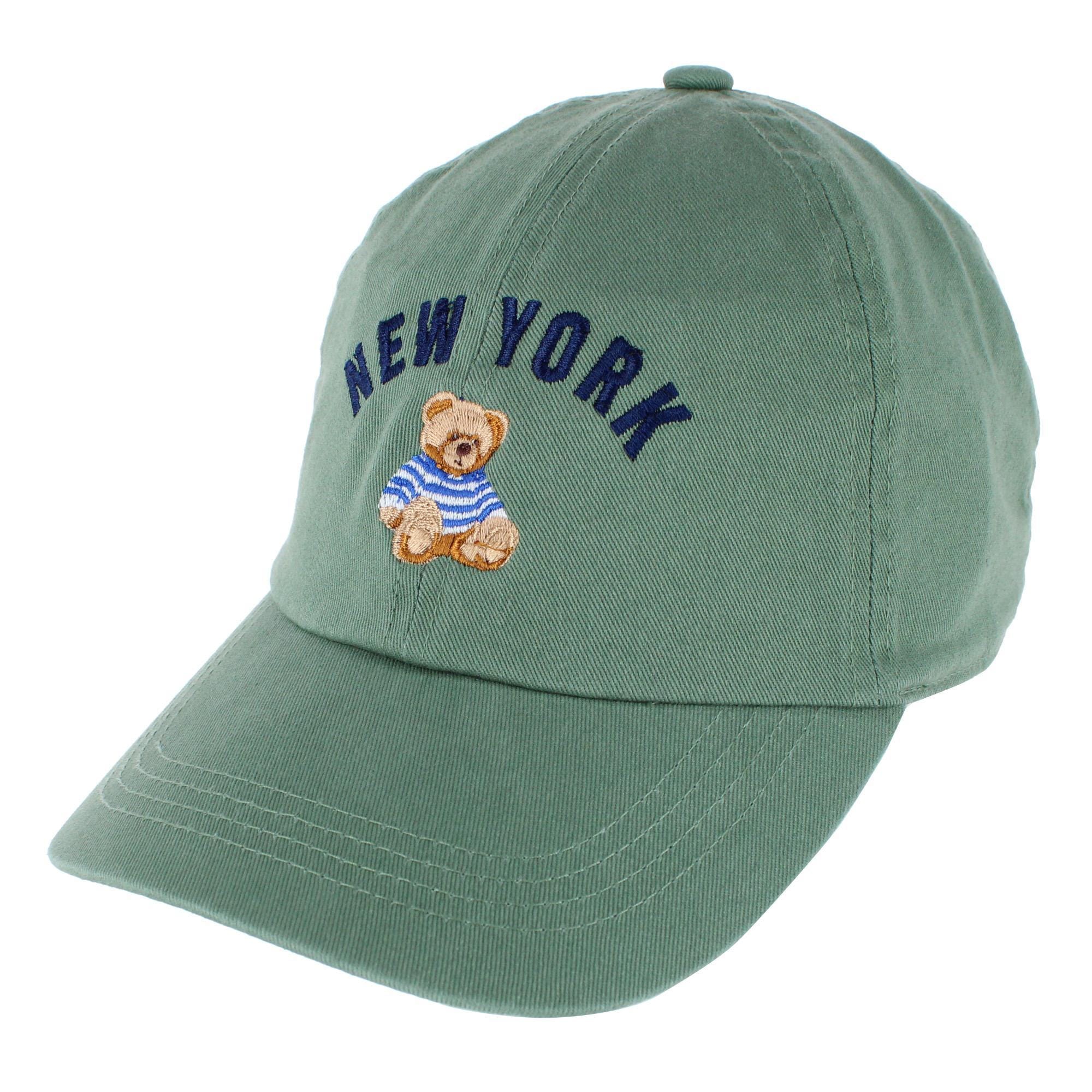 CTM® Women's Embroidered City Teddy Bear Baseball Cap - New York Sage