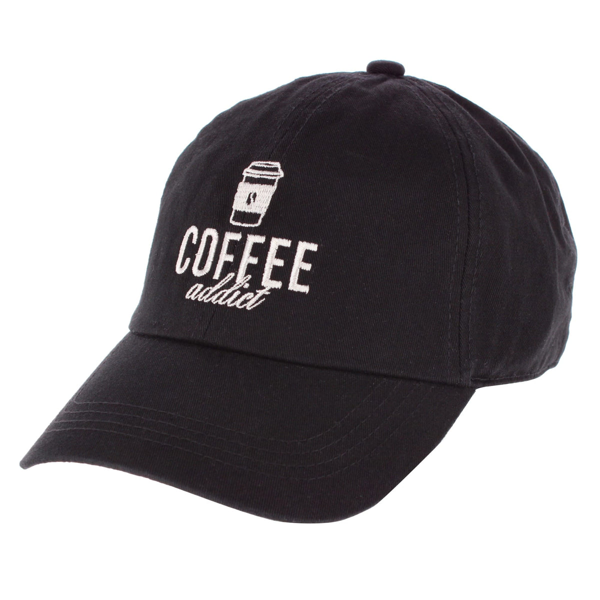 CTM® Women's Coffee Addict Embroidered Baseball Hat - Black