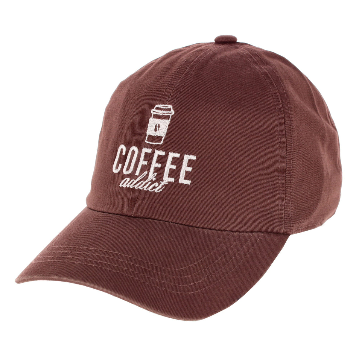 CTM® Women's Coffee Addict Embroidered Baseball Hat - Brown