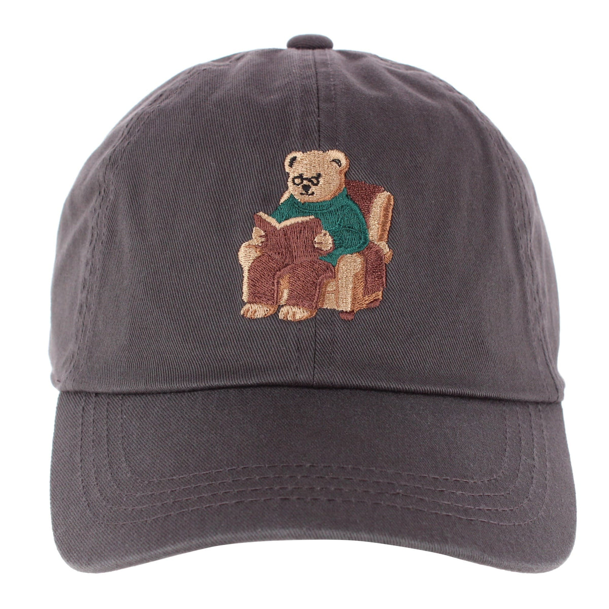 CTM® Women's Book Lover Bear Reading Baseball Cap - Charcoal