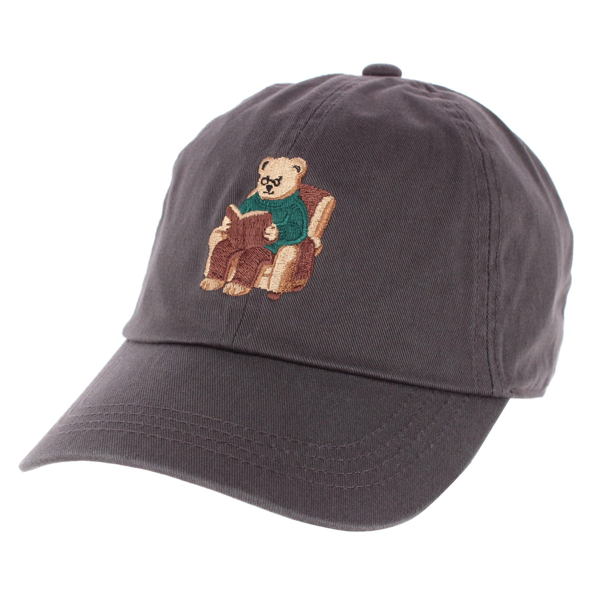 CTM® Women's Book Lover Bear Reading Baseball Cap - Charcoal