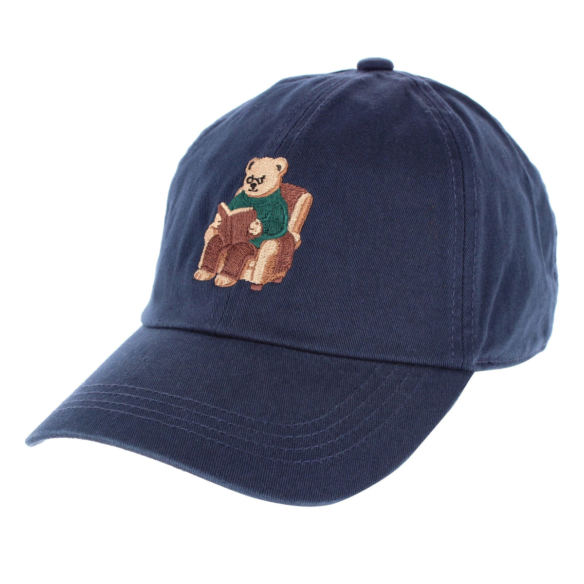 CTM® Women's Book Lover Bear Reading Baseball Cap - Navy