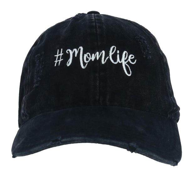Women's Distressed Mom Life Embroidered Baseball Cap