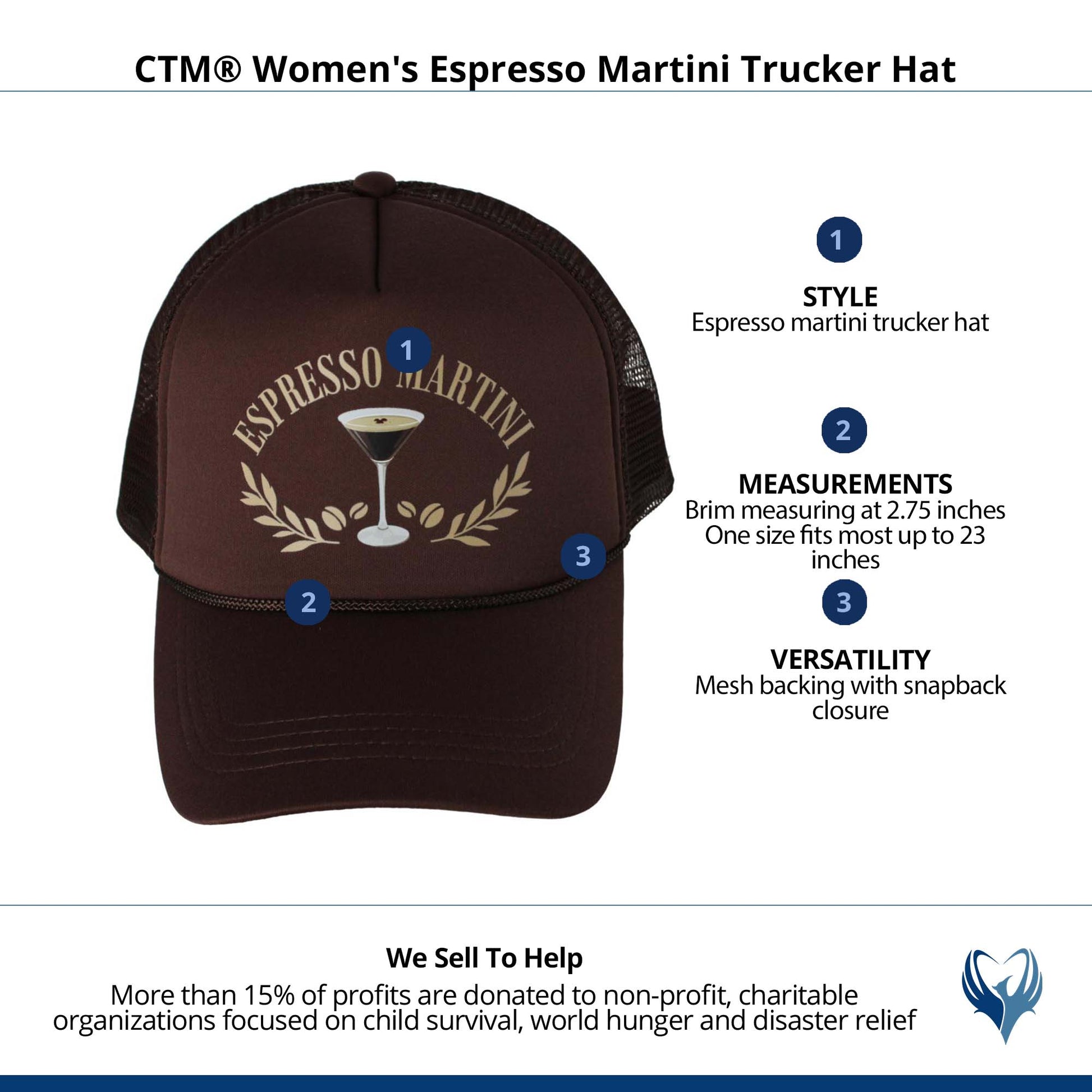 CTM® Women's Espresso Martini Trucker Hat - Brown