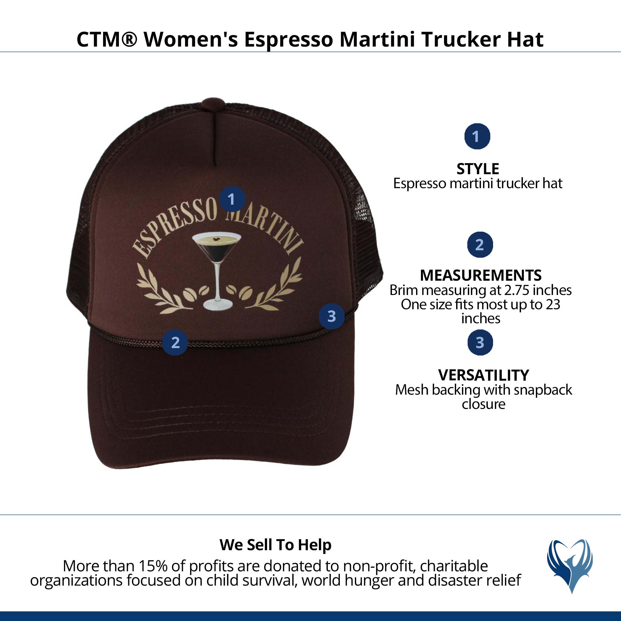 CTM® Women's Espresso Martini Trucker Hat - Brown