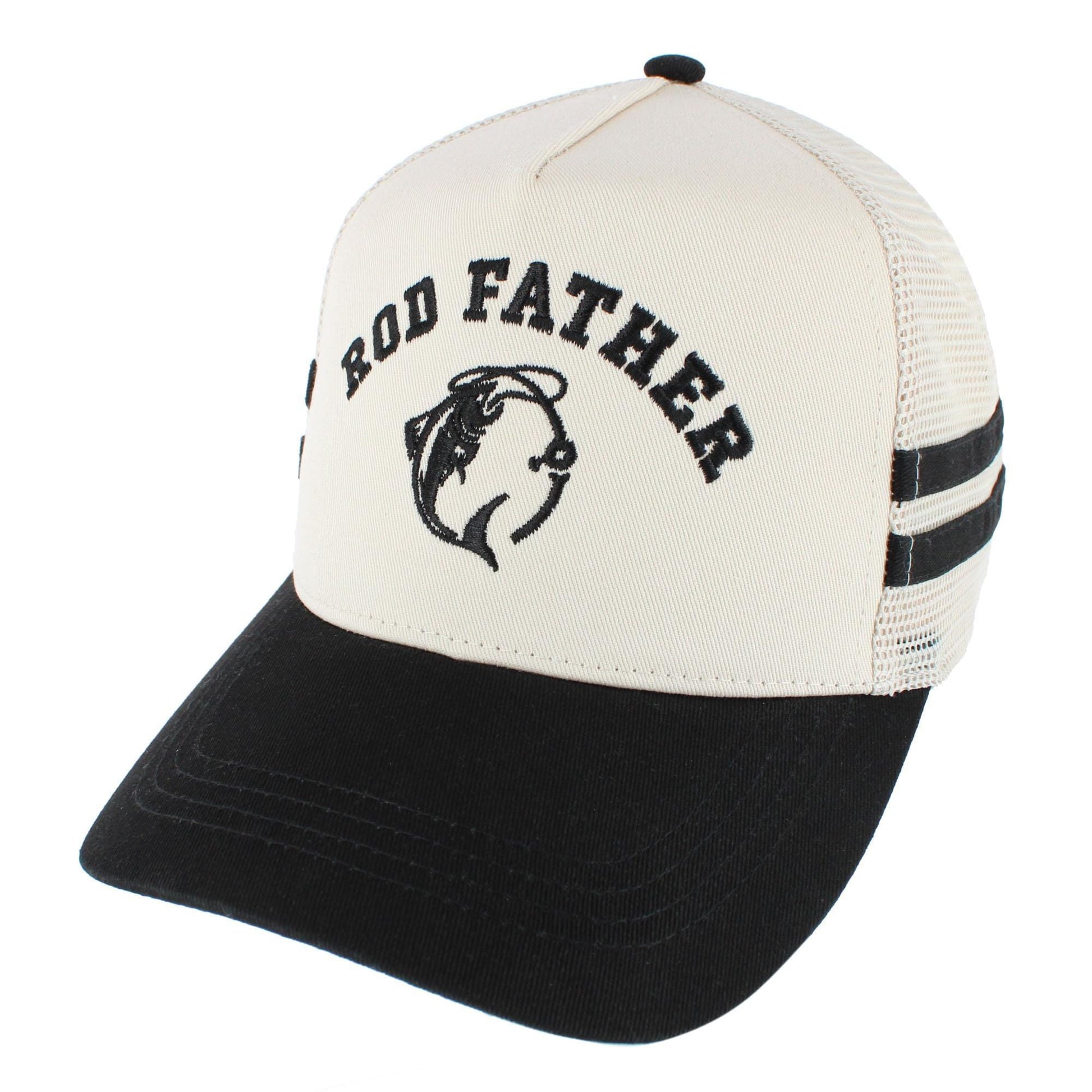 CTM® Men's Rod Father Fishing Emboridered Trucker Hat - Black