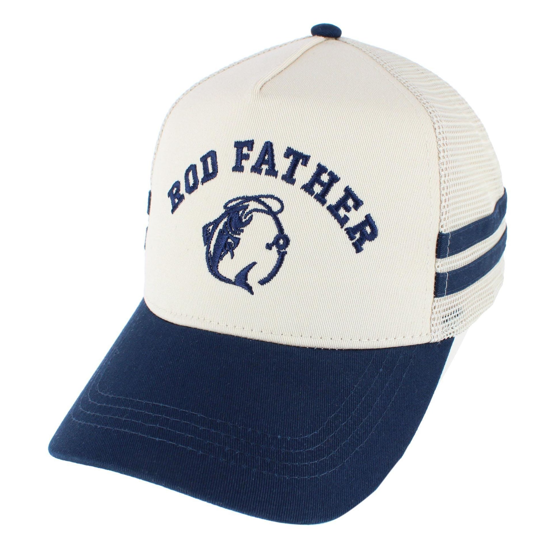 CTM® Men's Rod Father Fishing Emboridered Trucker Hat - Navy