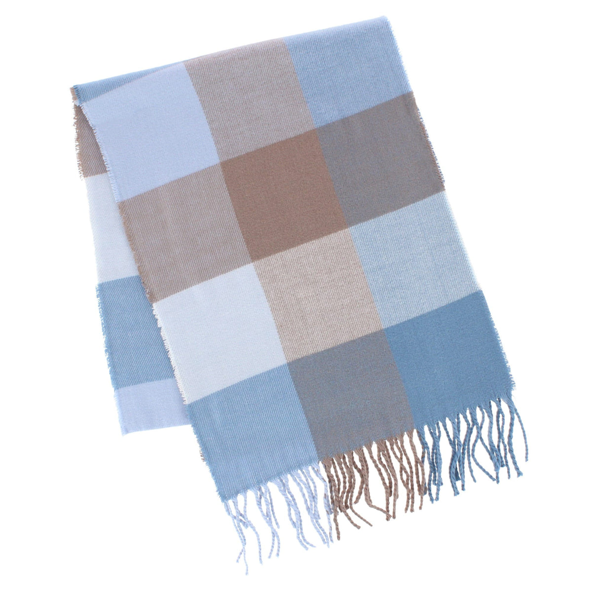 David & Young Women's Softer than Cashmere Square Plaid Winter Scarf - Blue