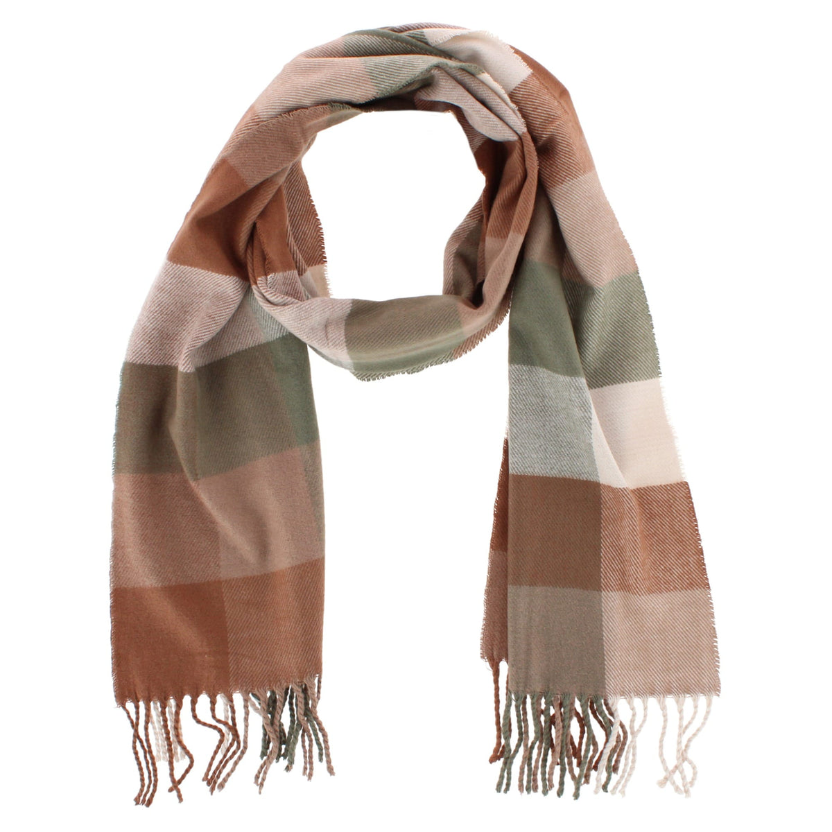David & Young Women's Softer than Cashmere Square Plaid Winter Scarf - Coffee