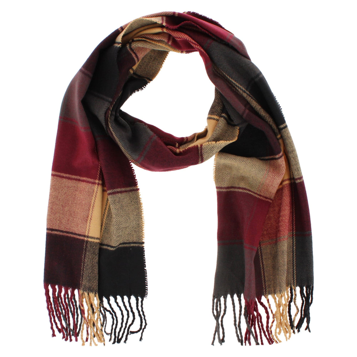 David & Young Women's Softer than Cashmere Square Plaid Winter Scarf - Burgundy