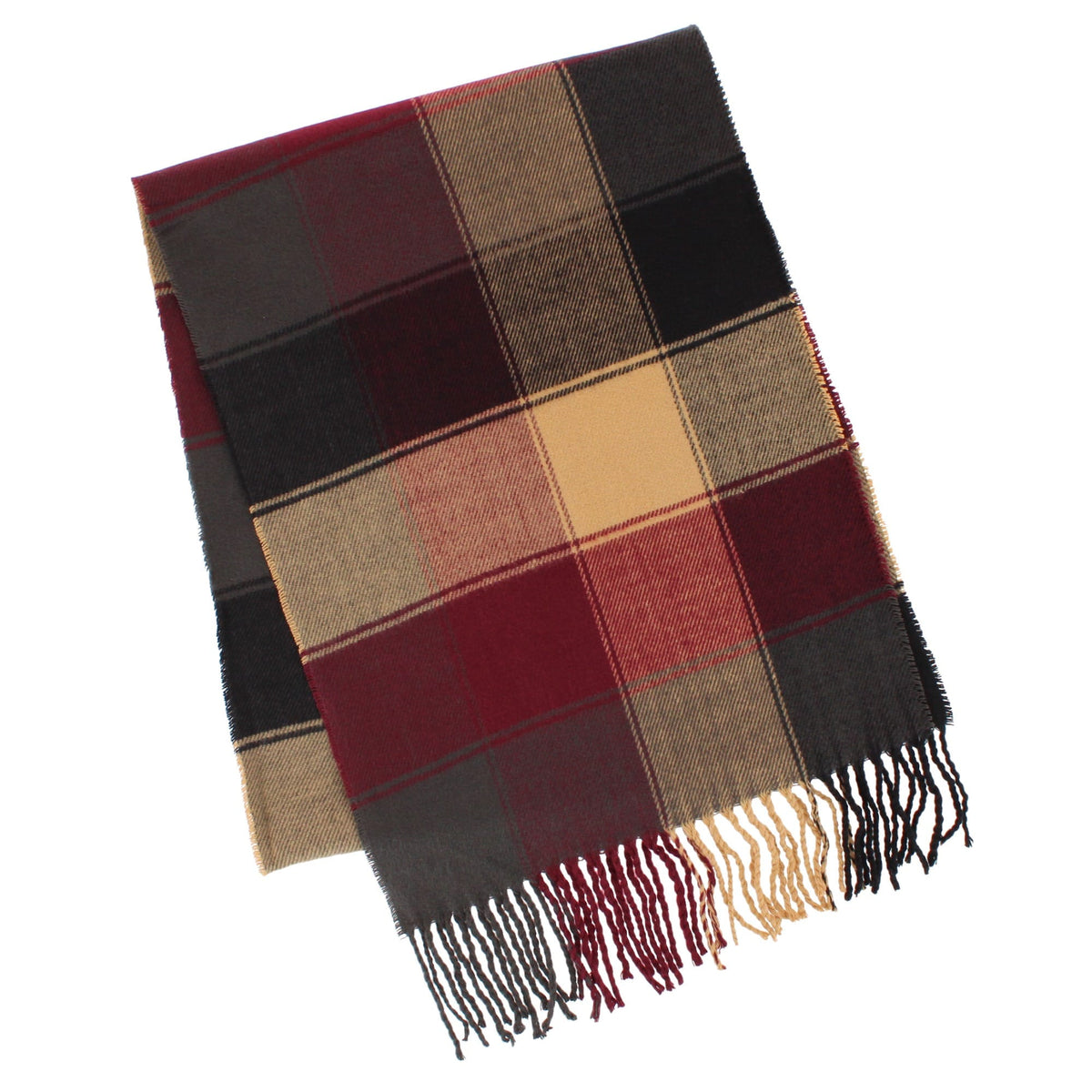 David & Young Women's Softer than Cashmere Square Plaid Winter Scarf - Burgundy